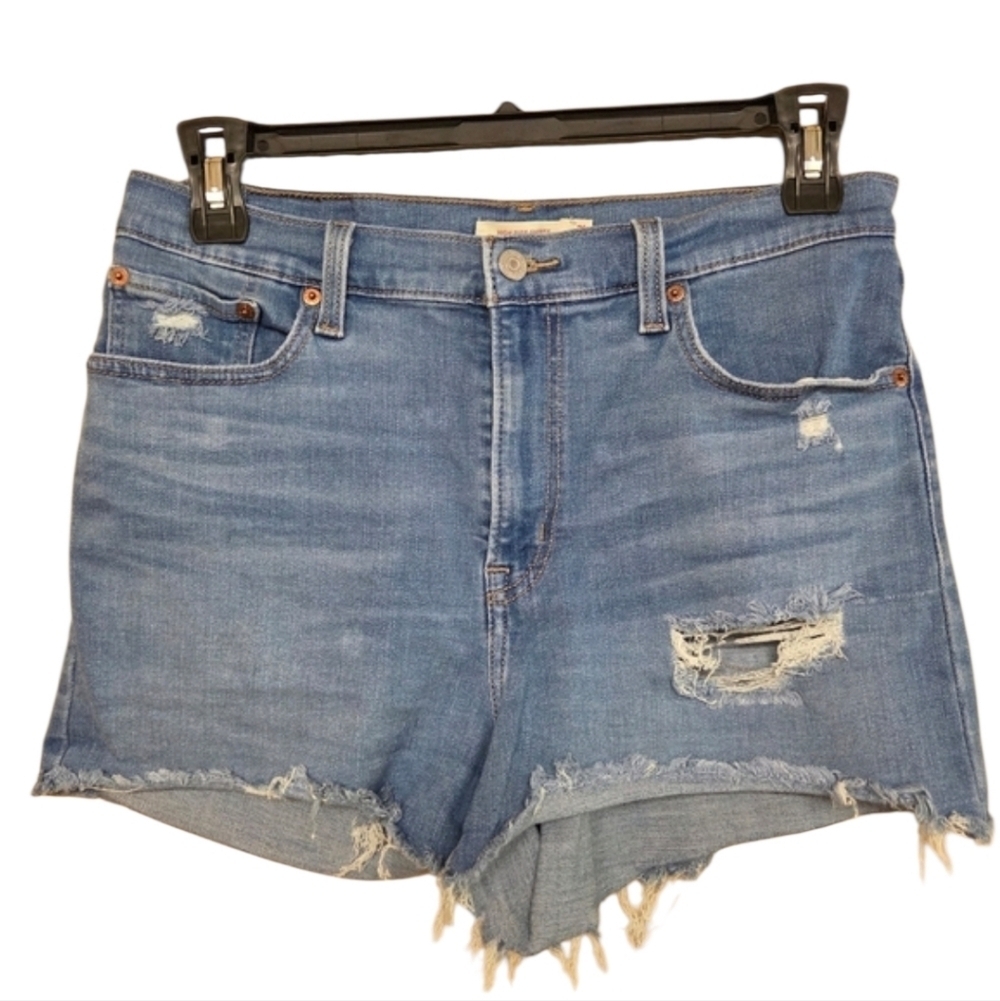Levi's Women's High Rise Shorts Sz 31 Denim Distressed Light Wash Summer Cut Off